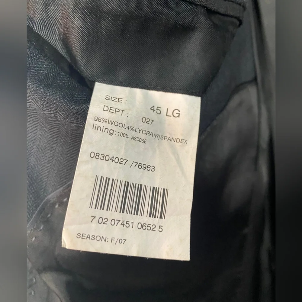 Mens Brooks Brothers 346 Black Wool Blend 2 Button Suit Jacket Size‎ 45L Stretch